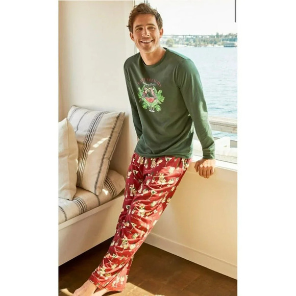 Tommy Bahama Happy Huladays Pajama Set Mens Sz S Red Green Long Sleeve Christmas - Picture 1 of 5